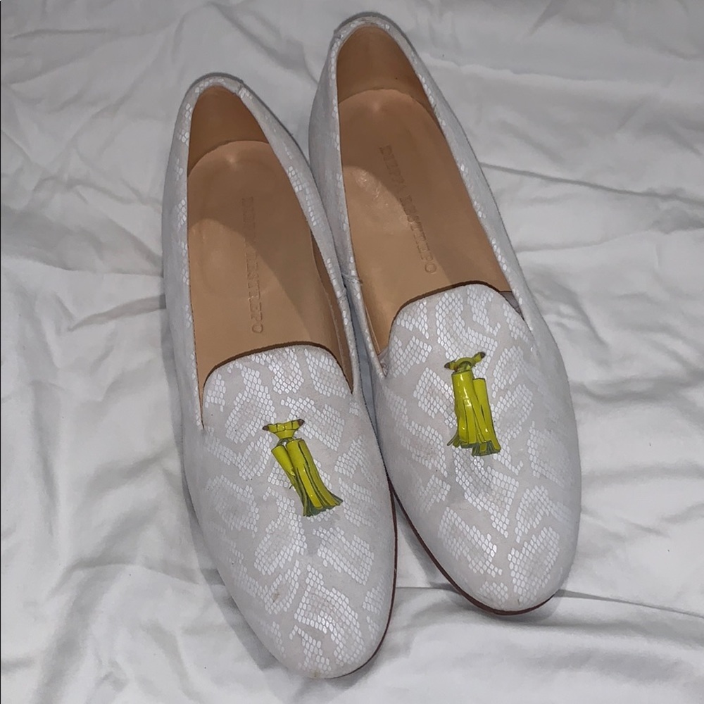 Dieppa Restrepo White Loafers with Yellow Tassels Sz 9